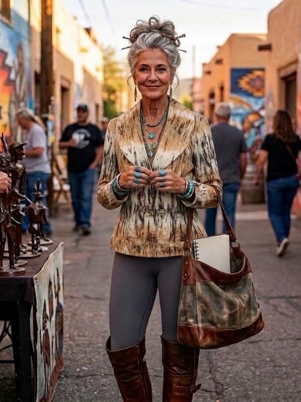 Women's Two-Tone Brown & Tan Wrap Blazer Jacket